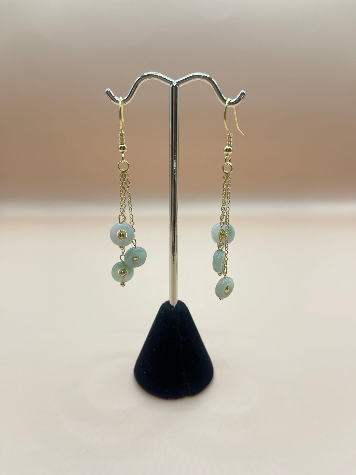 14k jade peace buckle earrings