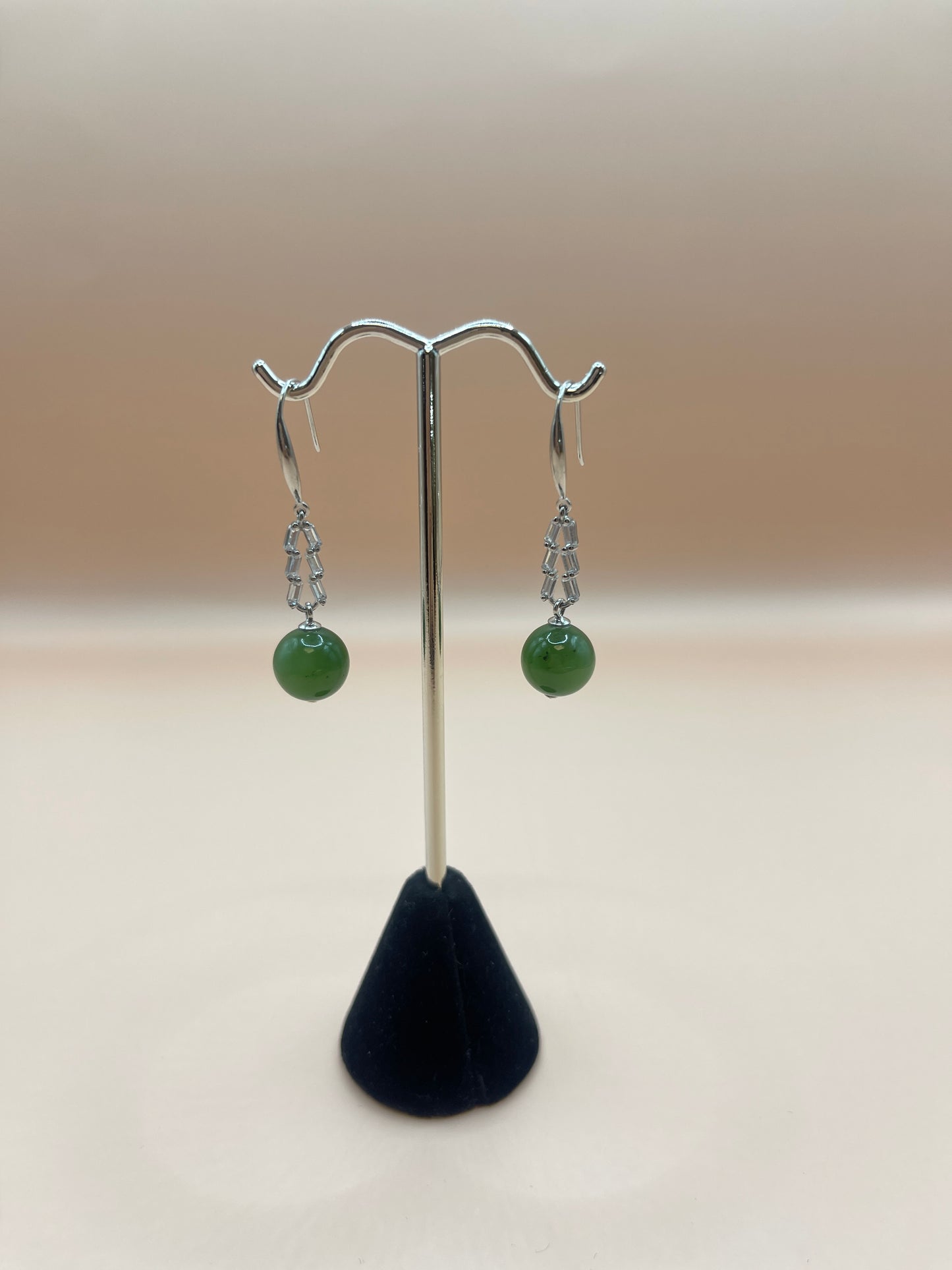 Nephrite jade and sterling earrings
