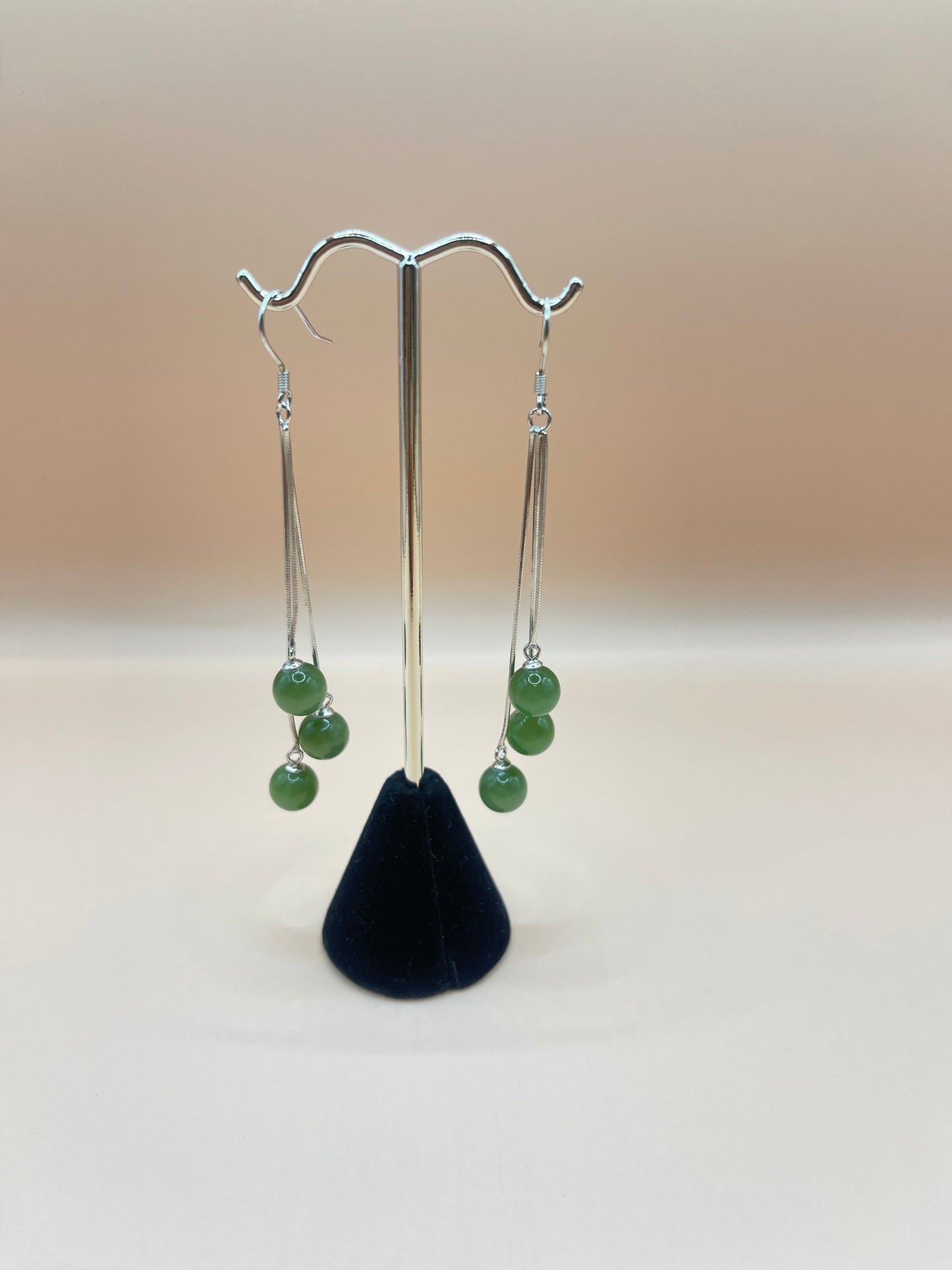 Nephrite jade and sterling earrings