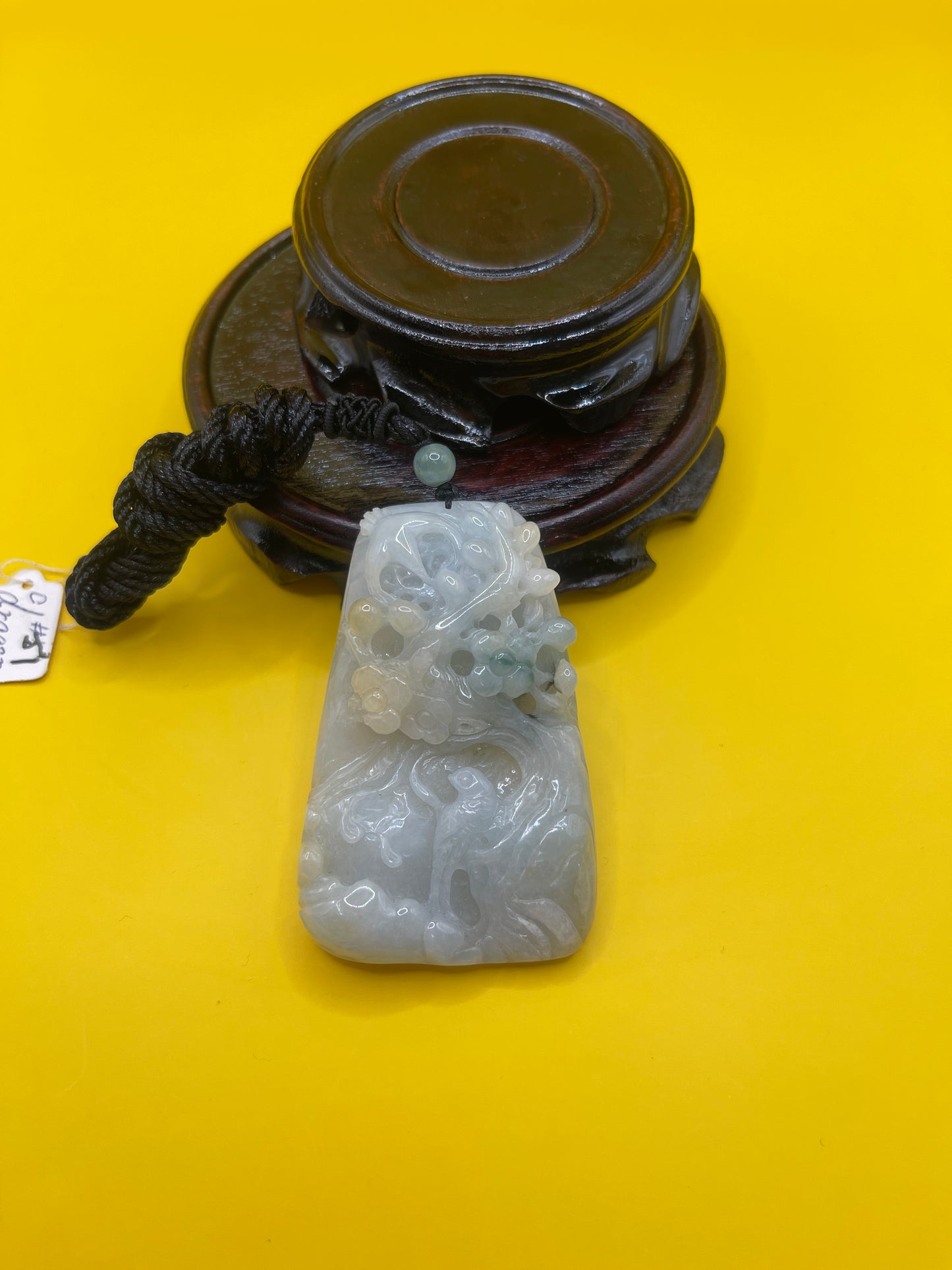 Plum Blossom and Magpie Jade Lucky Pendant--Large