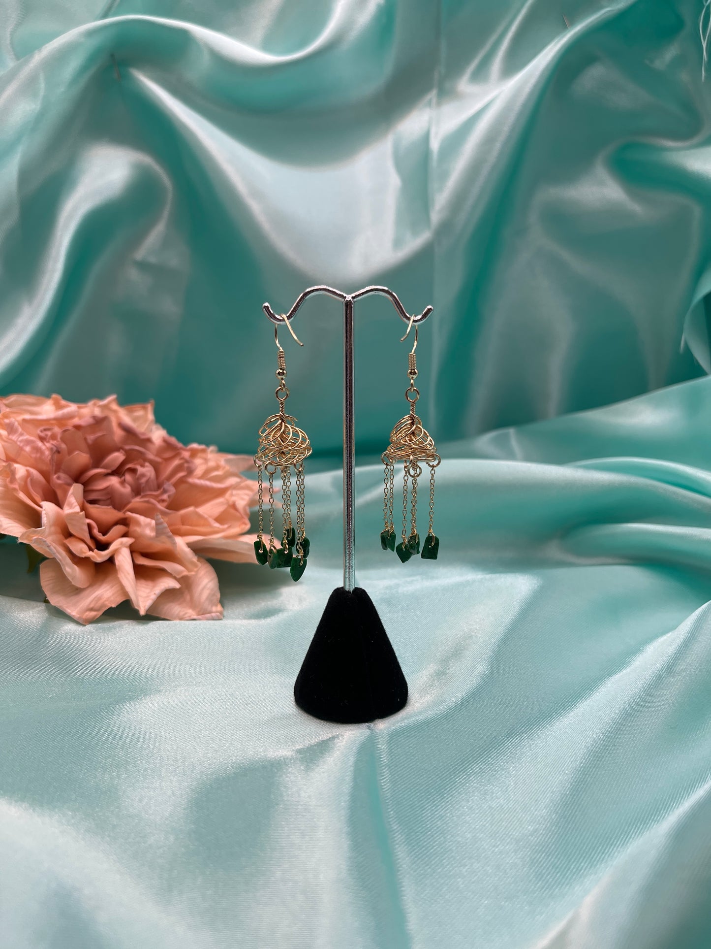 14K and jade earrings
