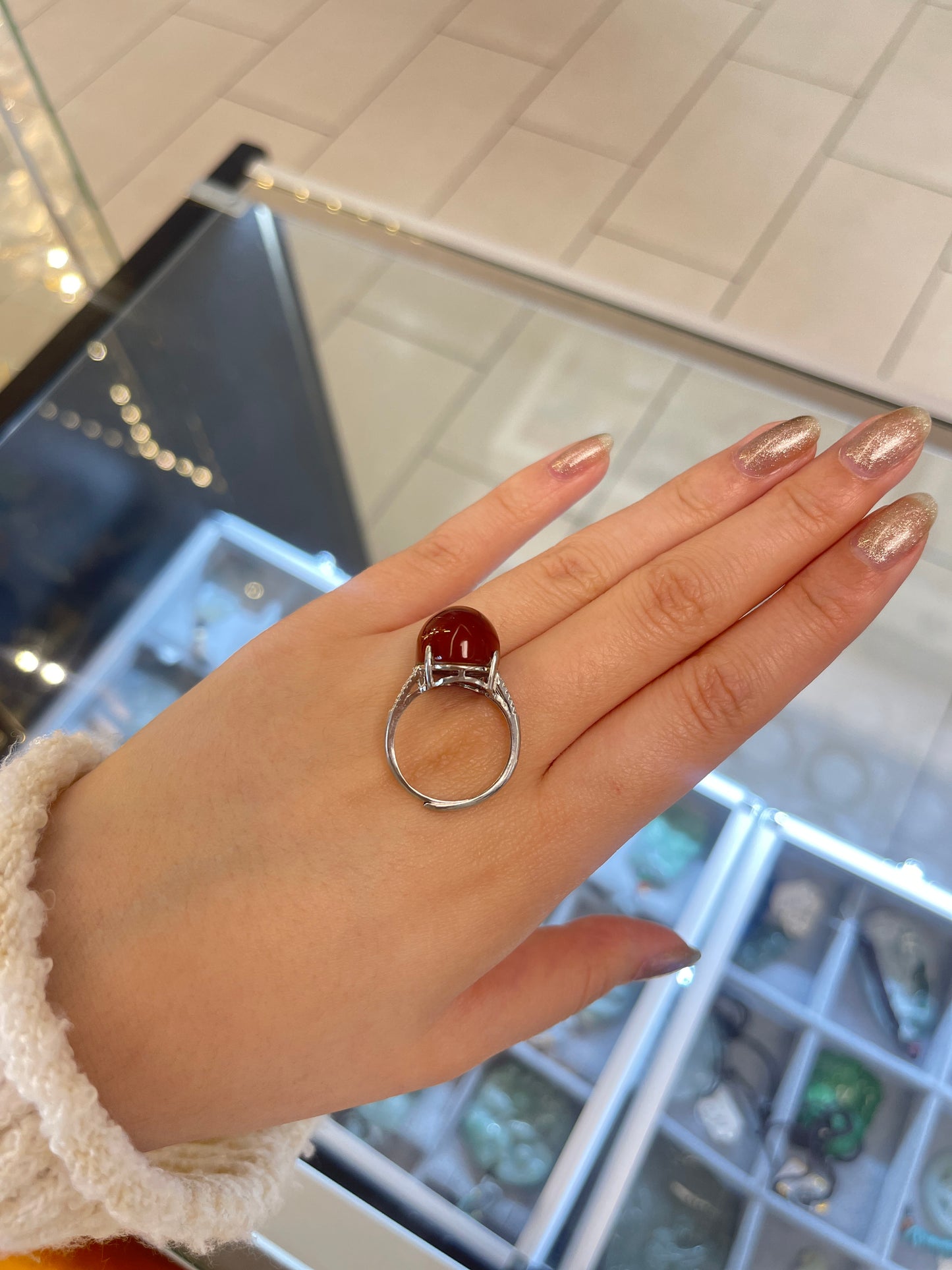 Southern Red Agate&Sterling Ring