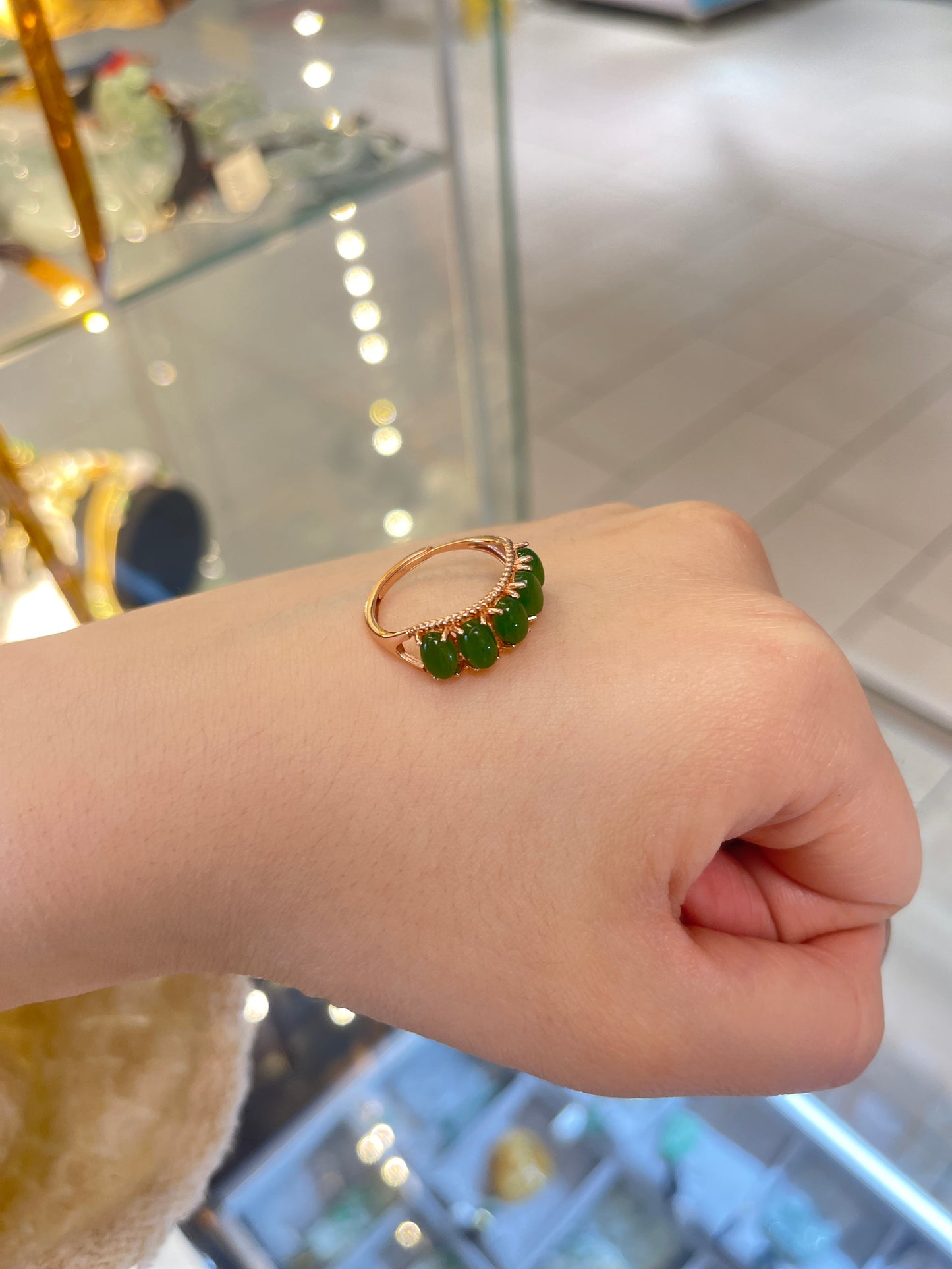 Russia jade and sterling ring