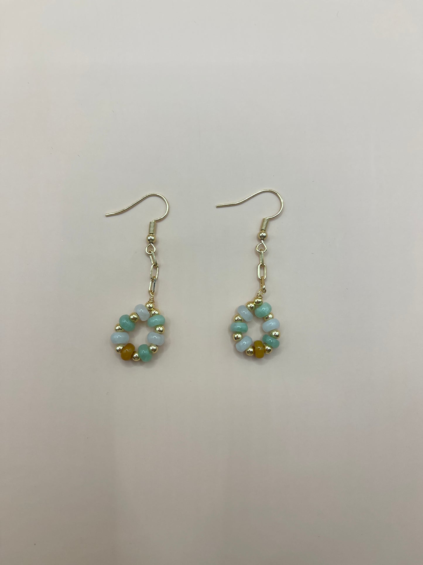 14K multiple color donut jade earrings