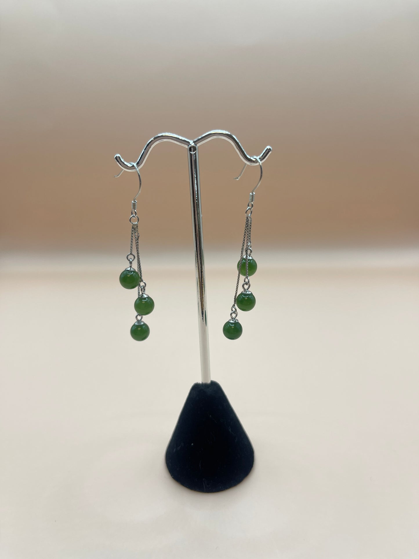 Green jade sterling earrings