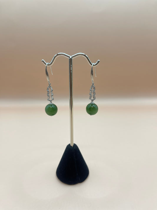 Nephrite jade and sterling earrings