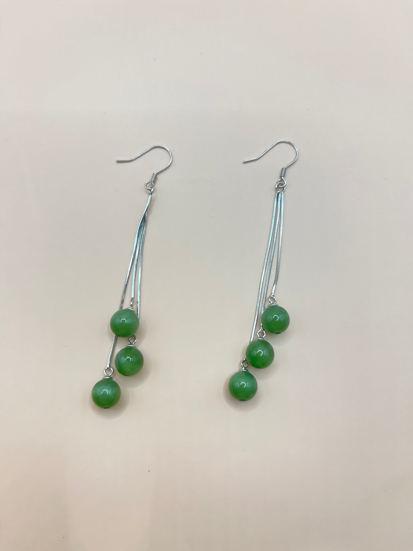 Nephrite jade and sterling earrings