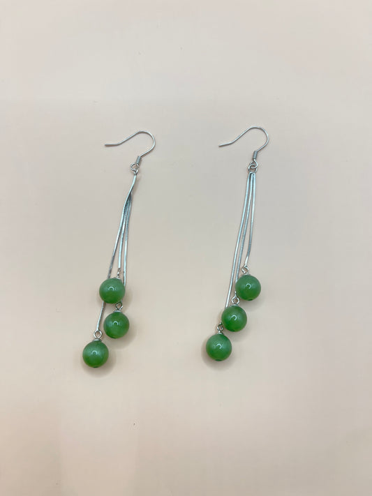 Nephrite jade and sterling earrings