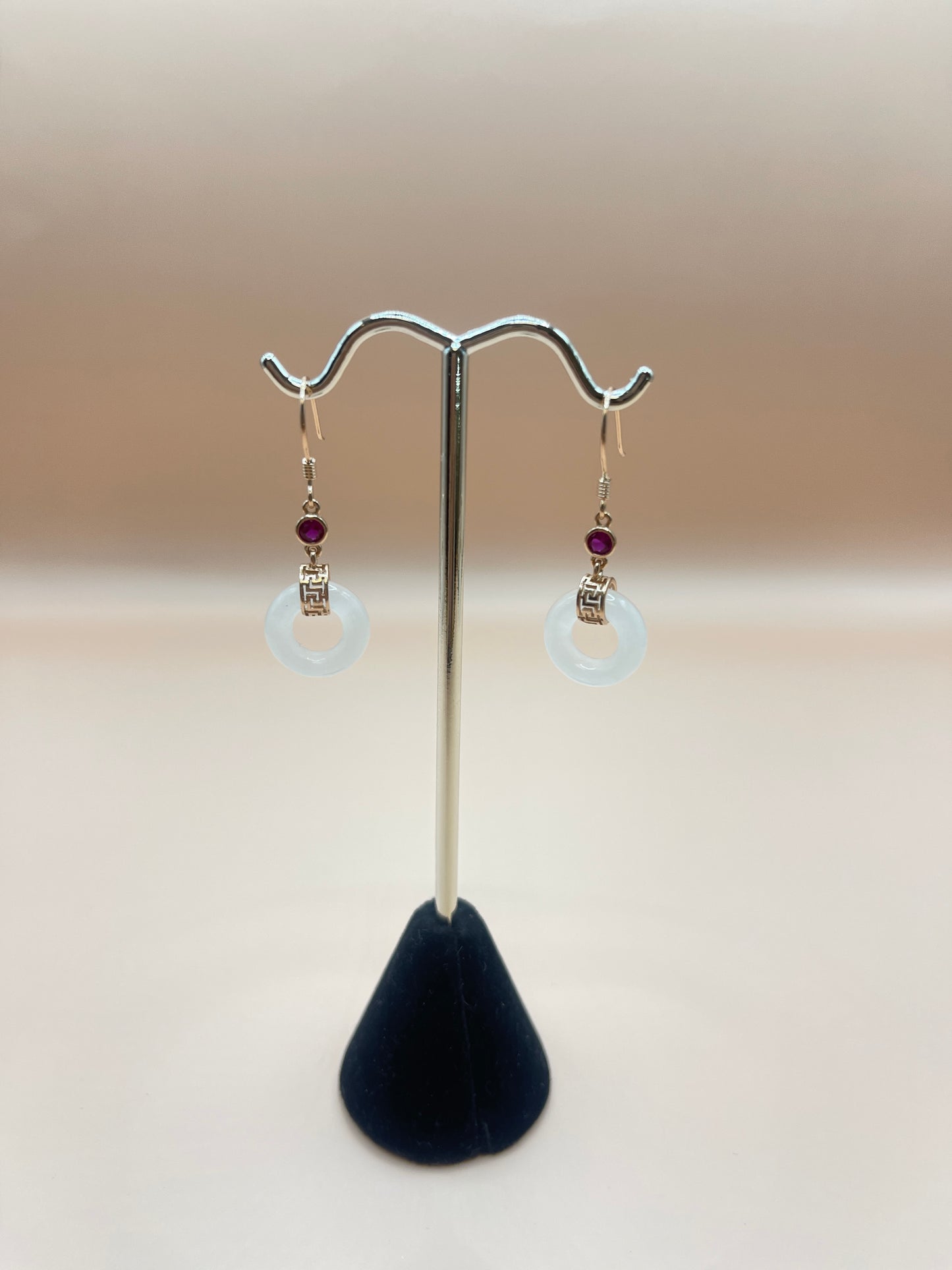 White jade and sterling earrings