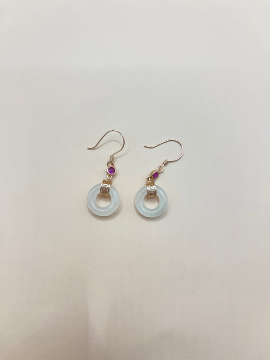 White jade and sterling earrings