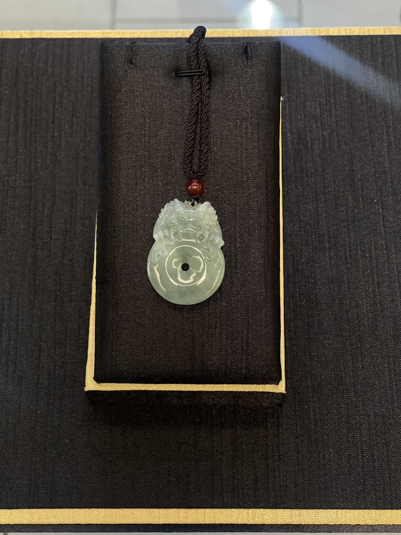 Dragon and Ruyi peace buckle jadeite pendant