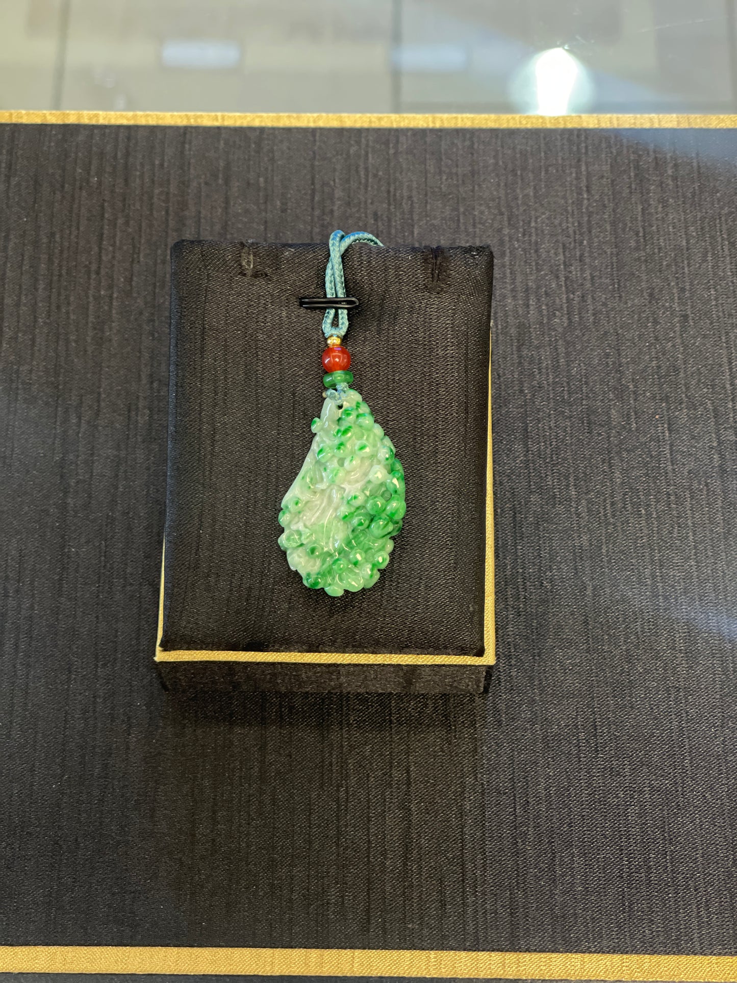 burmese jadeite pendant--phoenix tail