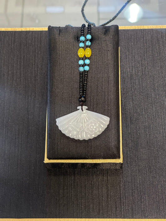 burmese jadeite pendant--fan