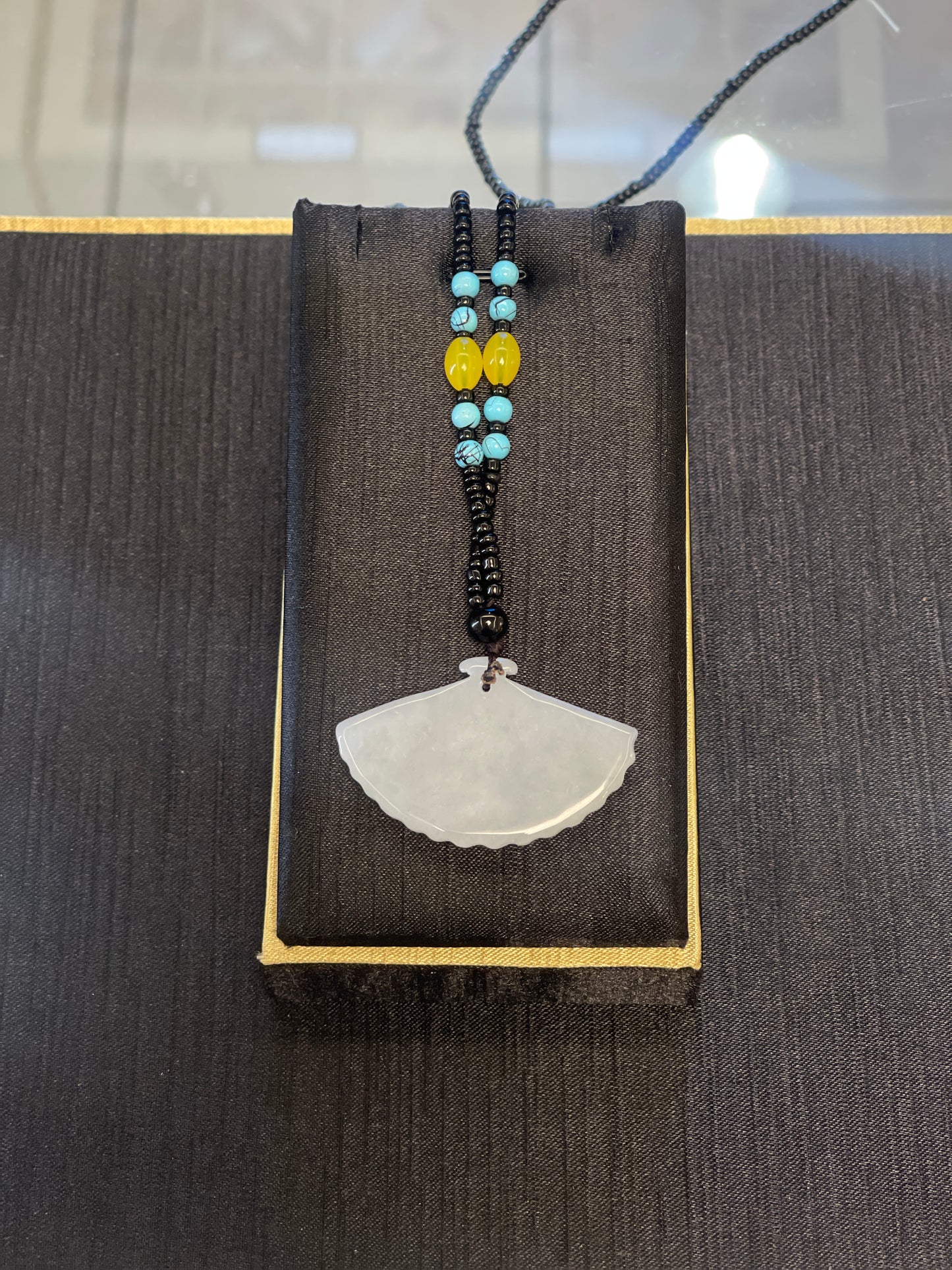 burmese jadeite pendant--fan