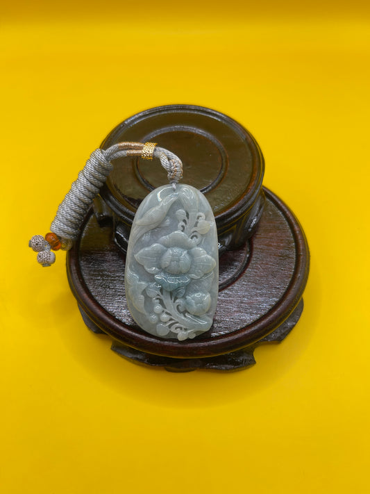 Plum Blossom and Magpie Jade Lucky Pendant