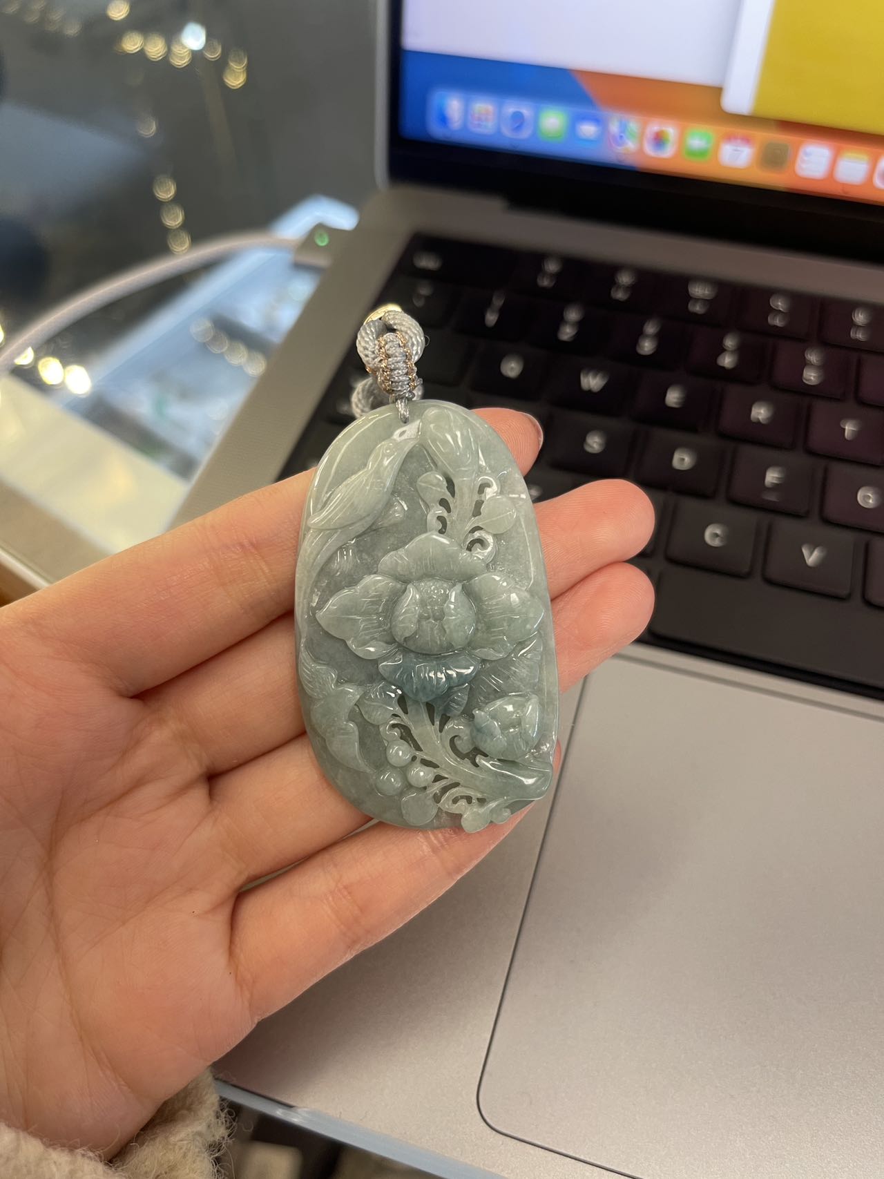Plum Blossom and Magpie Jade Lucky Pendant
