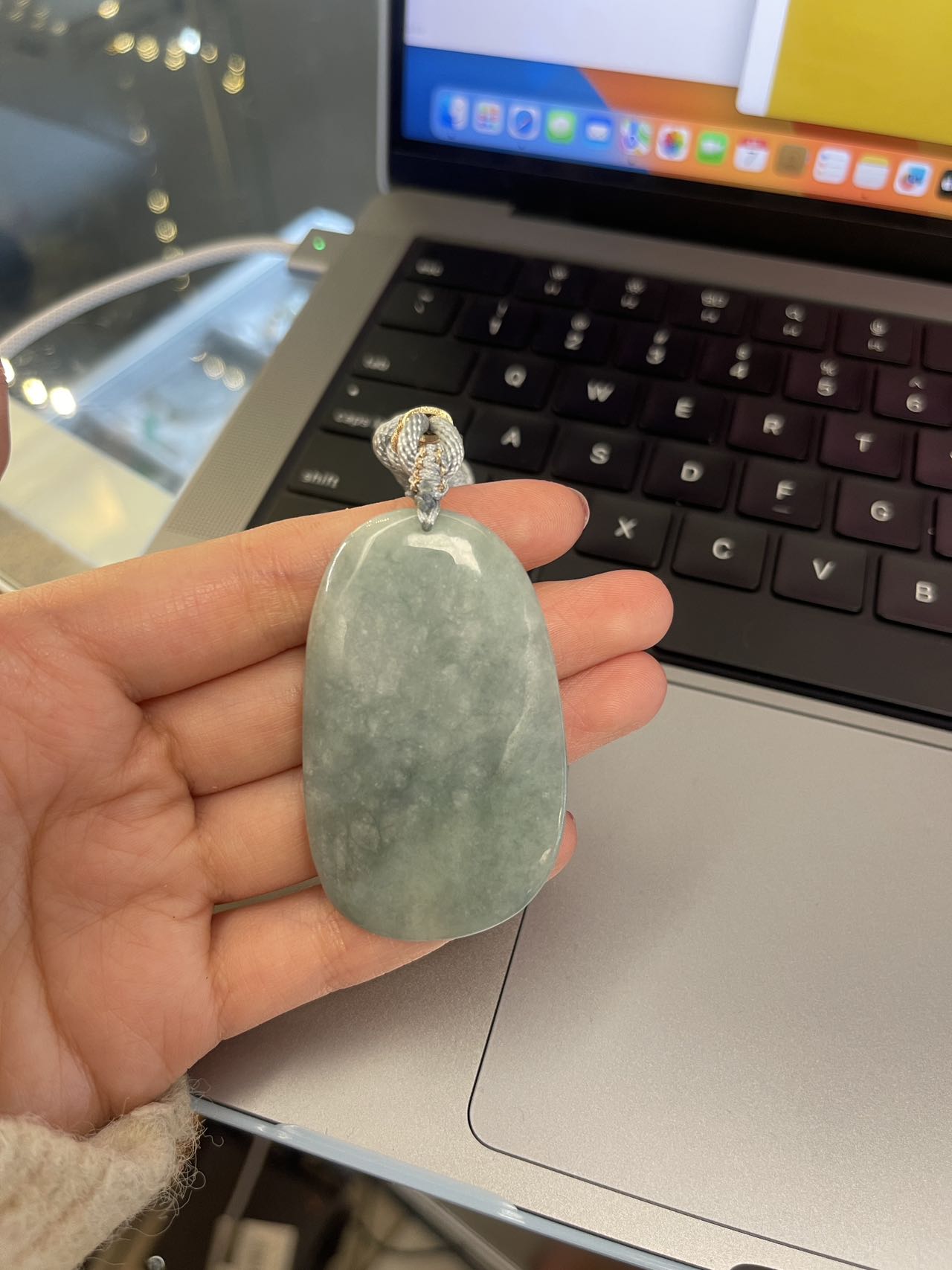 Plum Blossom and Magpie Jade Lucky Pendant