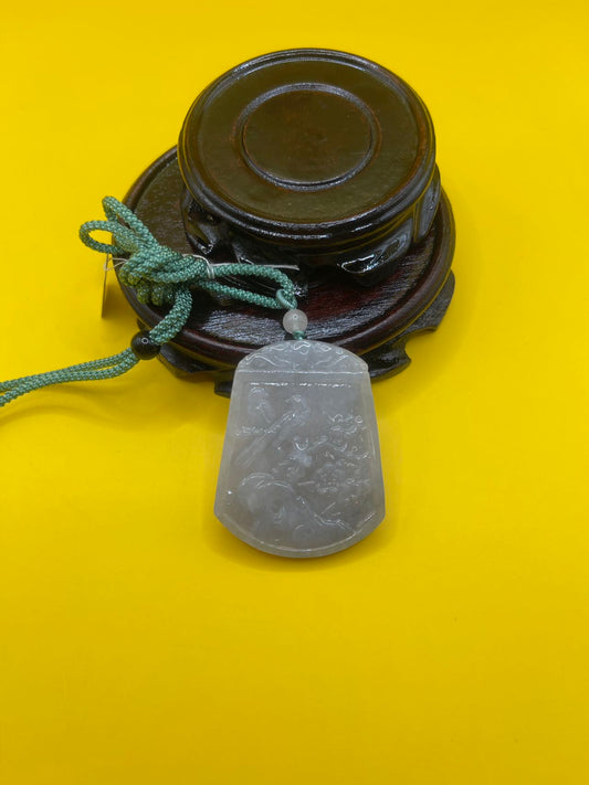 Plum Blossom and Magpie Jade Lucky Pendant