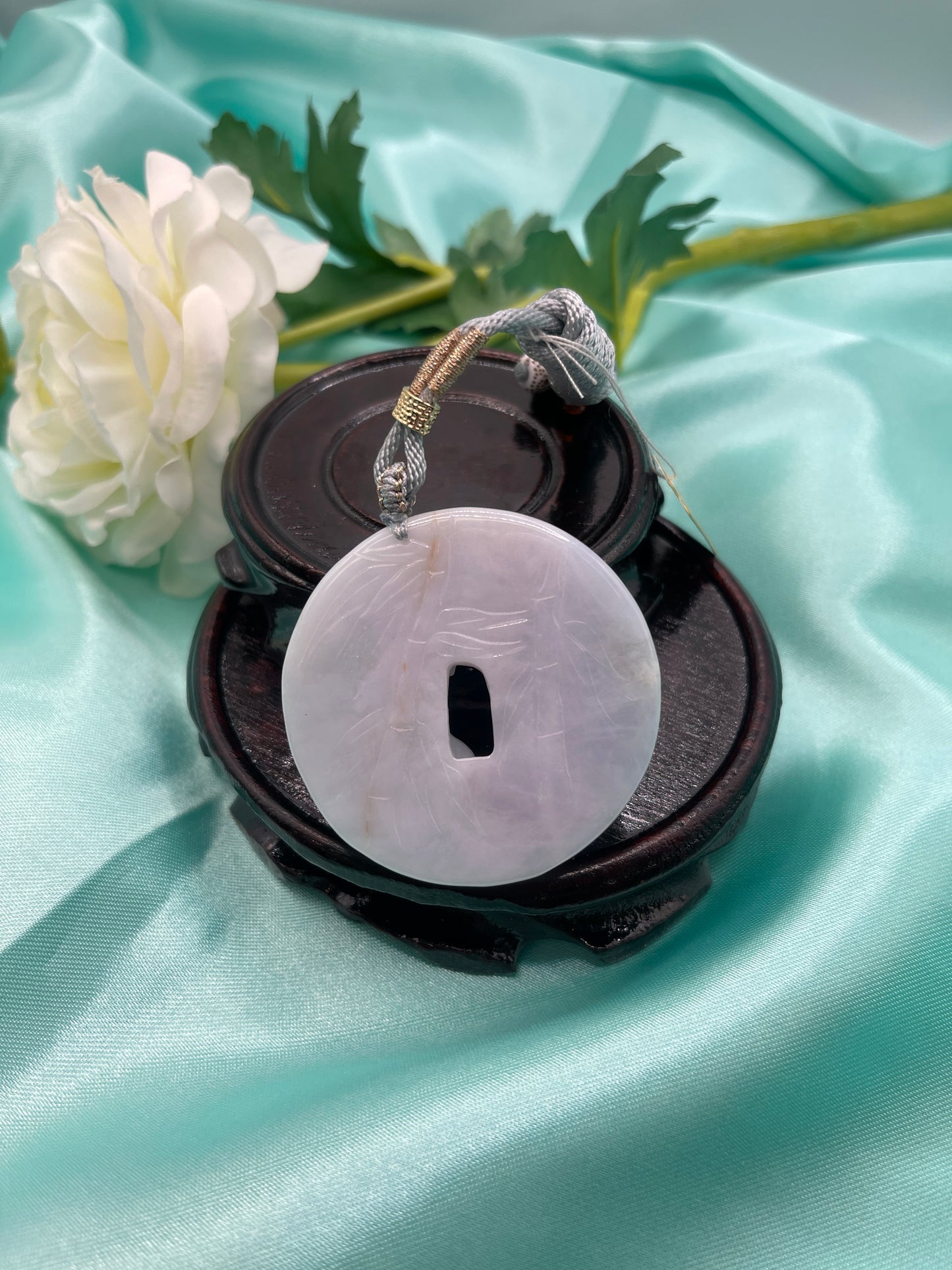 Plum Blossom and Magpie White Jade Lucky Pendant