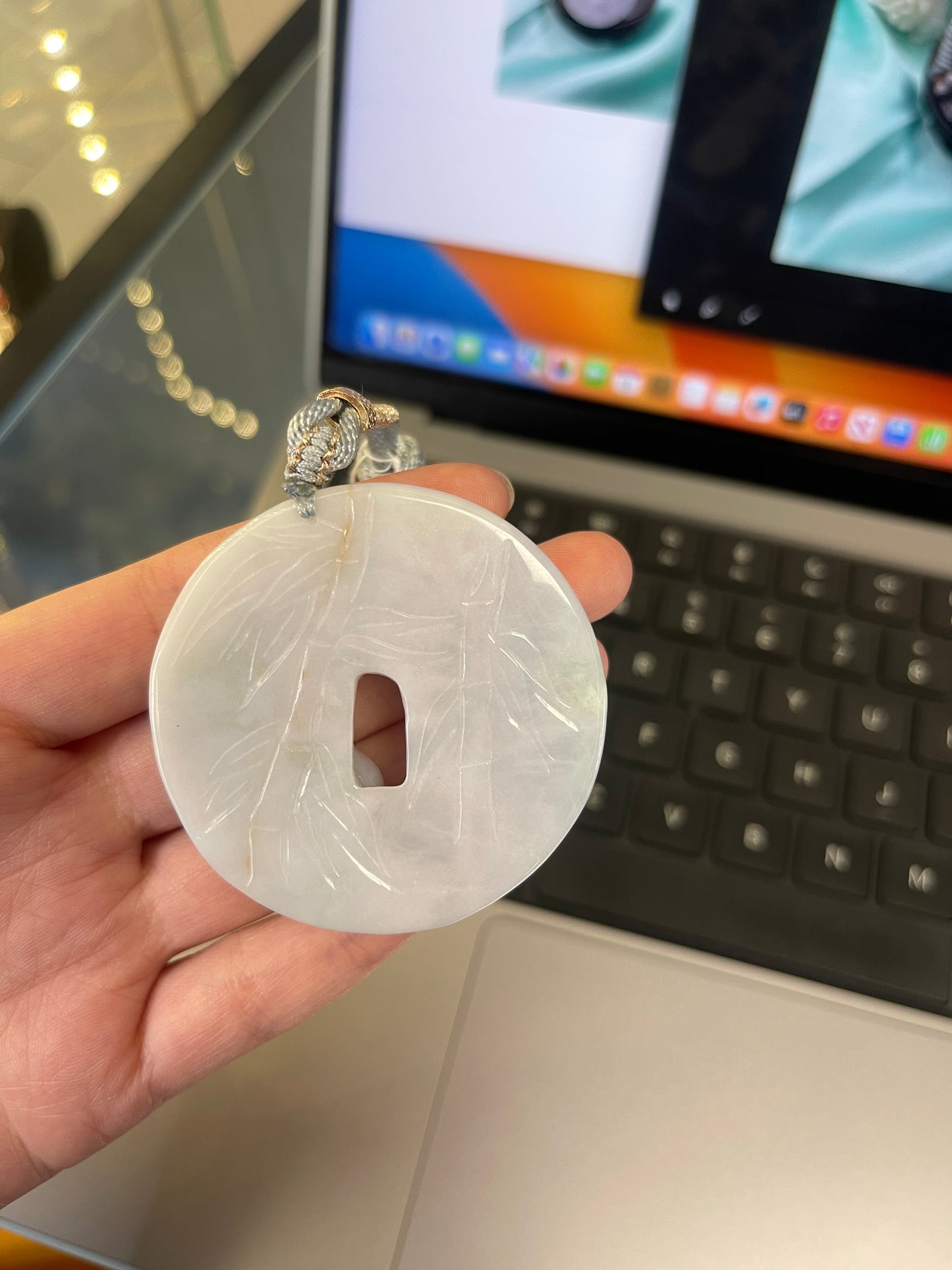 Plum Blossom and Magpie White Jade Lucky Pendant