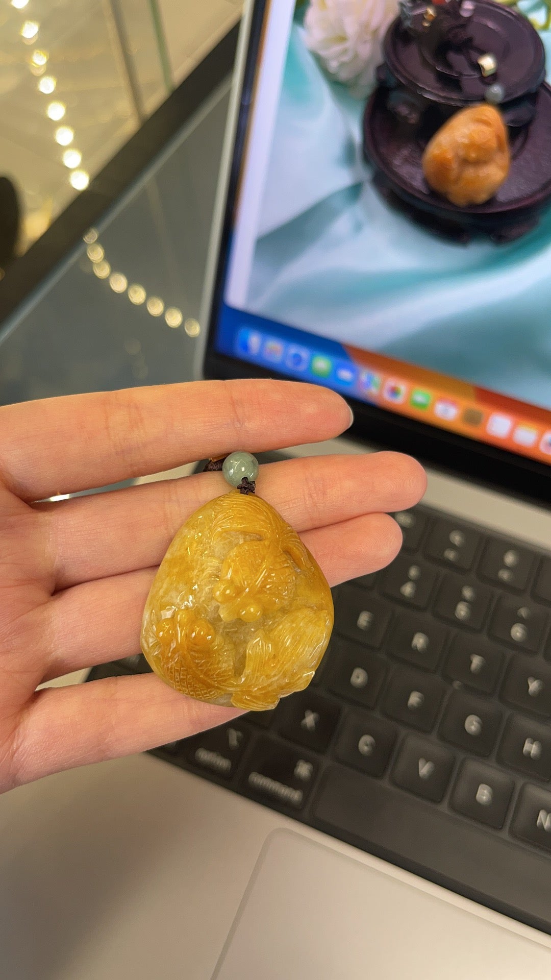 Goldfish Yellow Jade Lucky Necklace