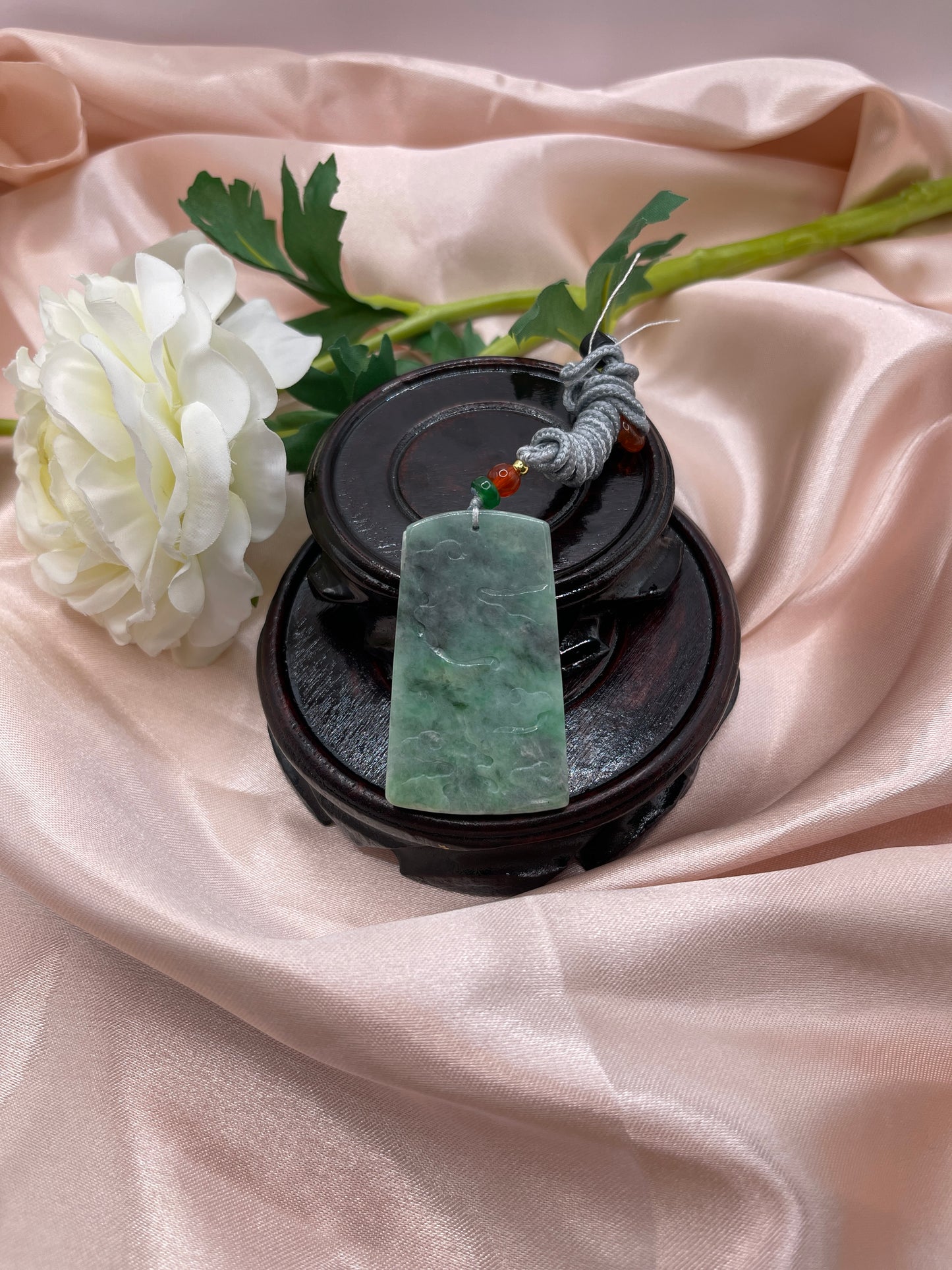 Phoenix and Peonies Bloom Jade Pendant