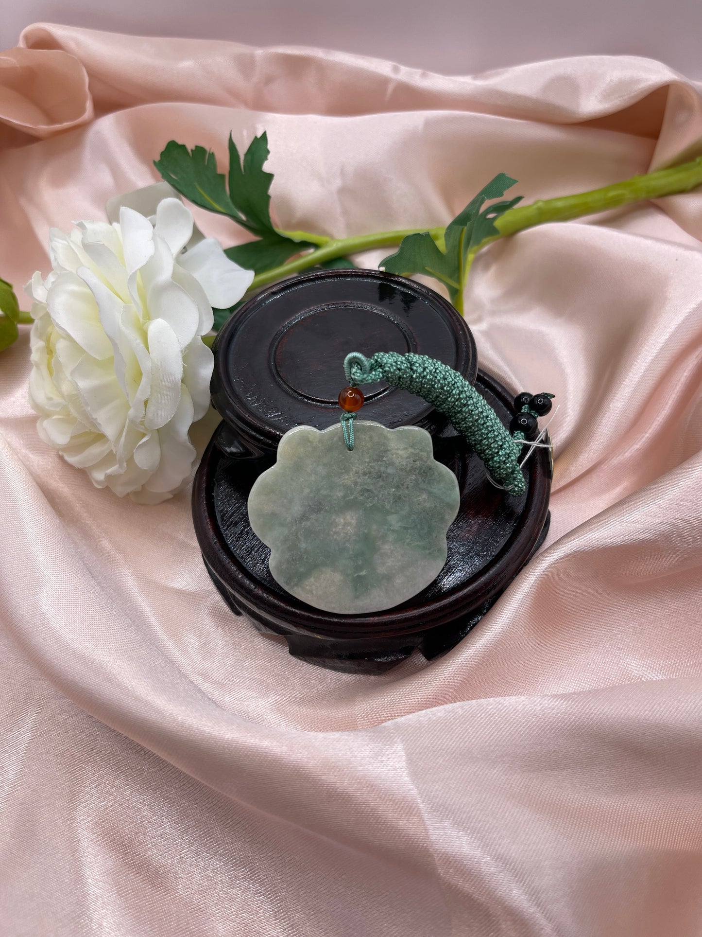 Deer,Lotus and Peace Lock Jade Pendant