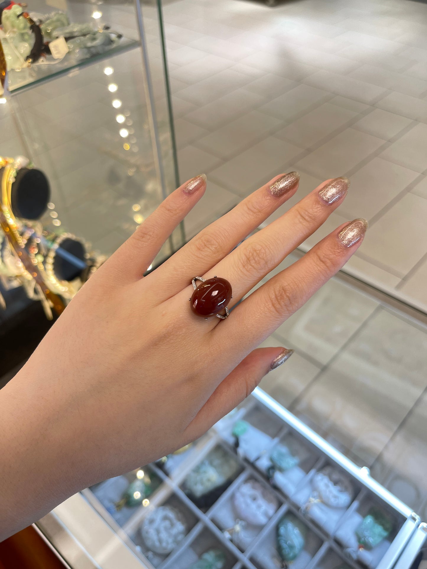 Southern Red Agate&Sterling Ring