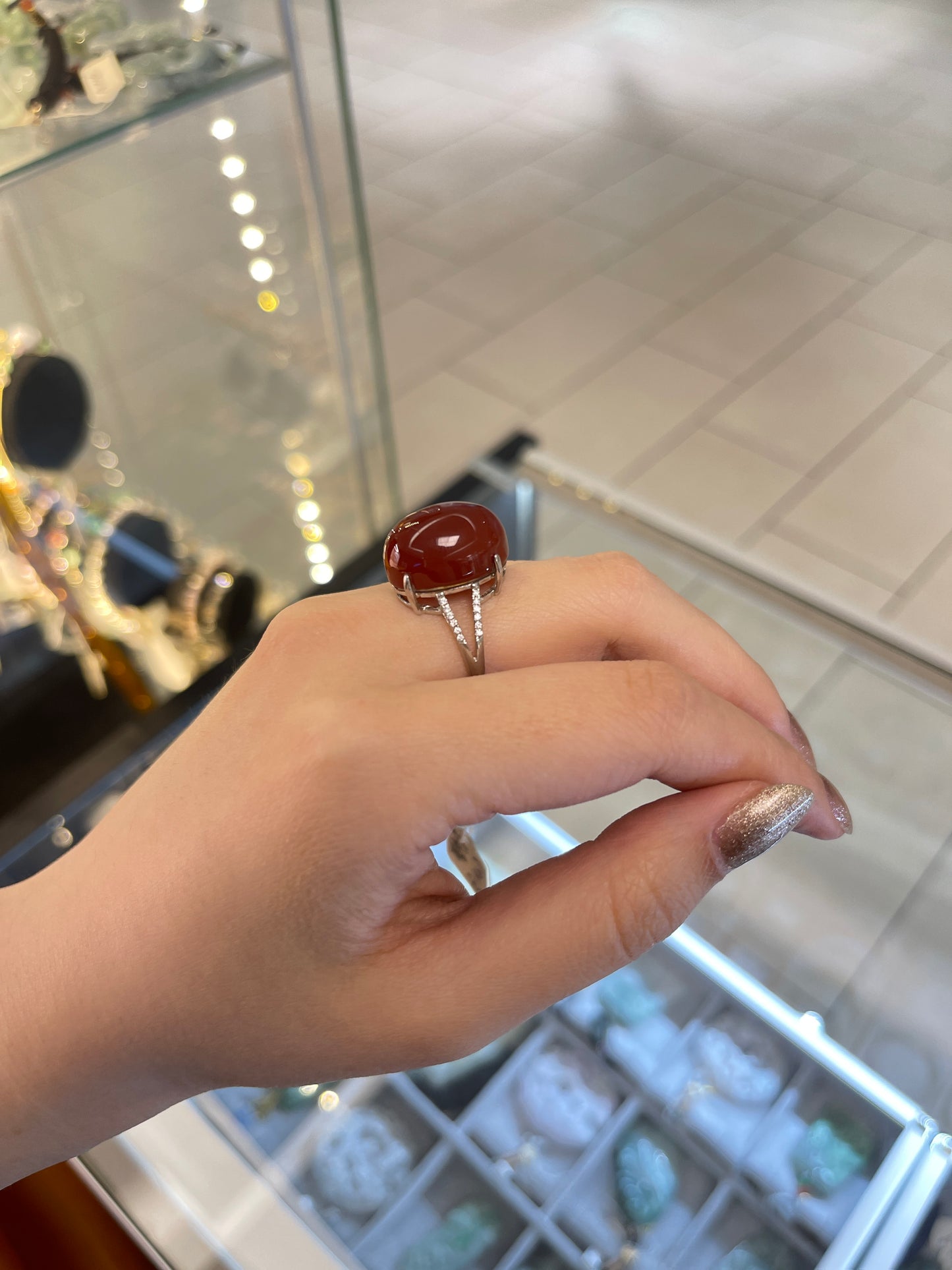 Southern Red Agate&Sterling Ring