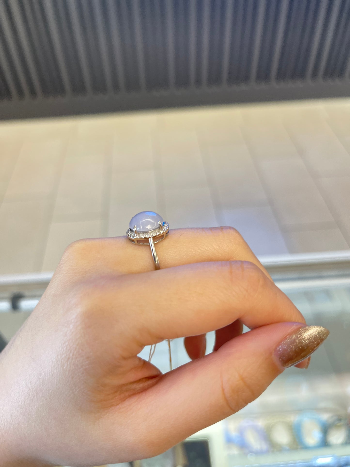 Lavender Jade &Sterling Ring