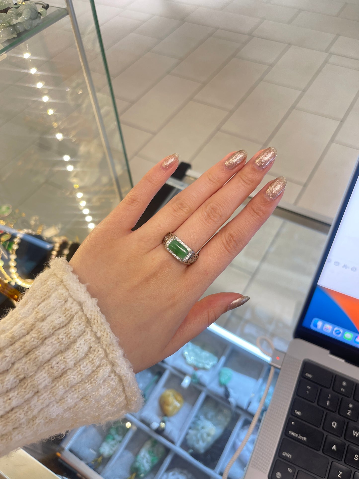 Russia Jade &Sterling Ring