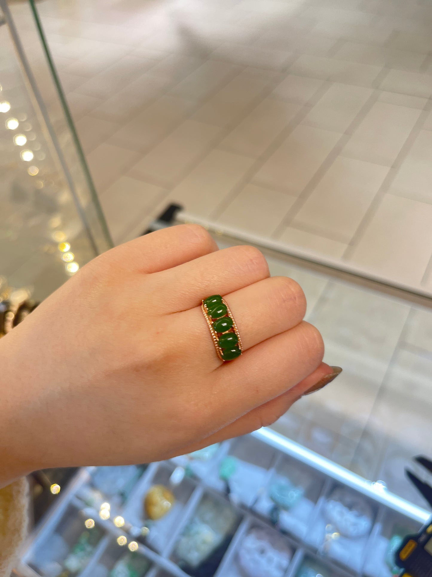 Russia jade and sterling ring