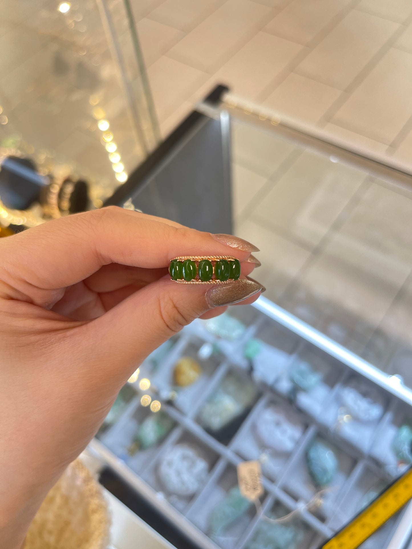 Russia jade and sterling ring