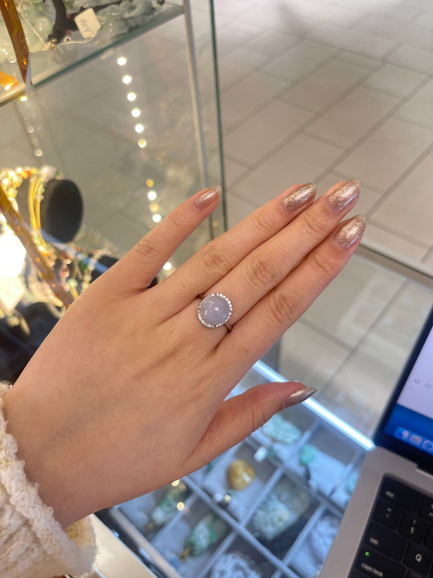 Lavender Jade &Sterling Ring