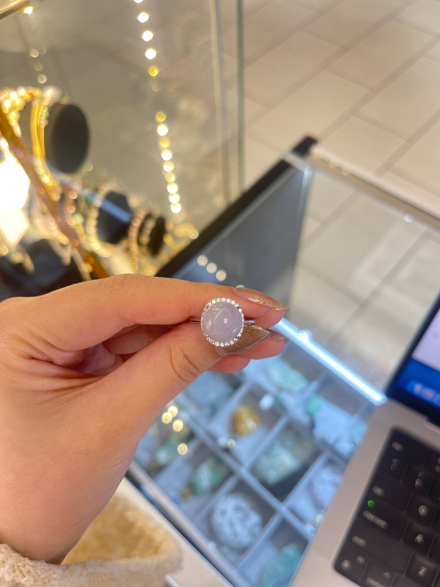 Lavender Jade &Sterling Ring