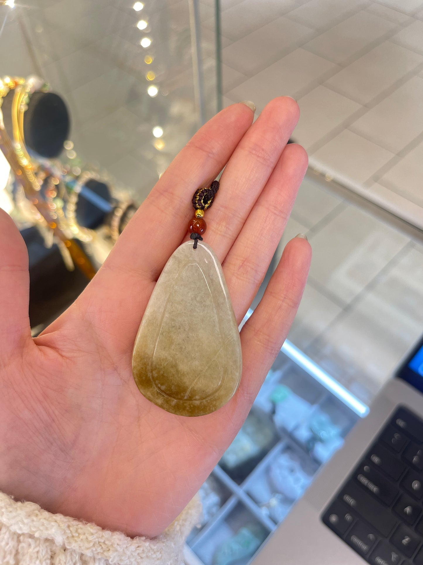 Yellow Jadeite Dragon Pendant
