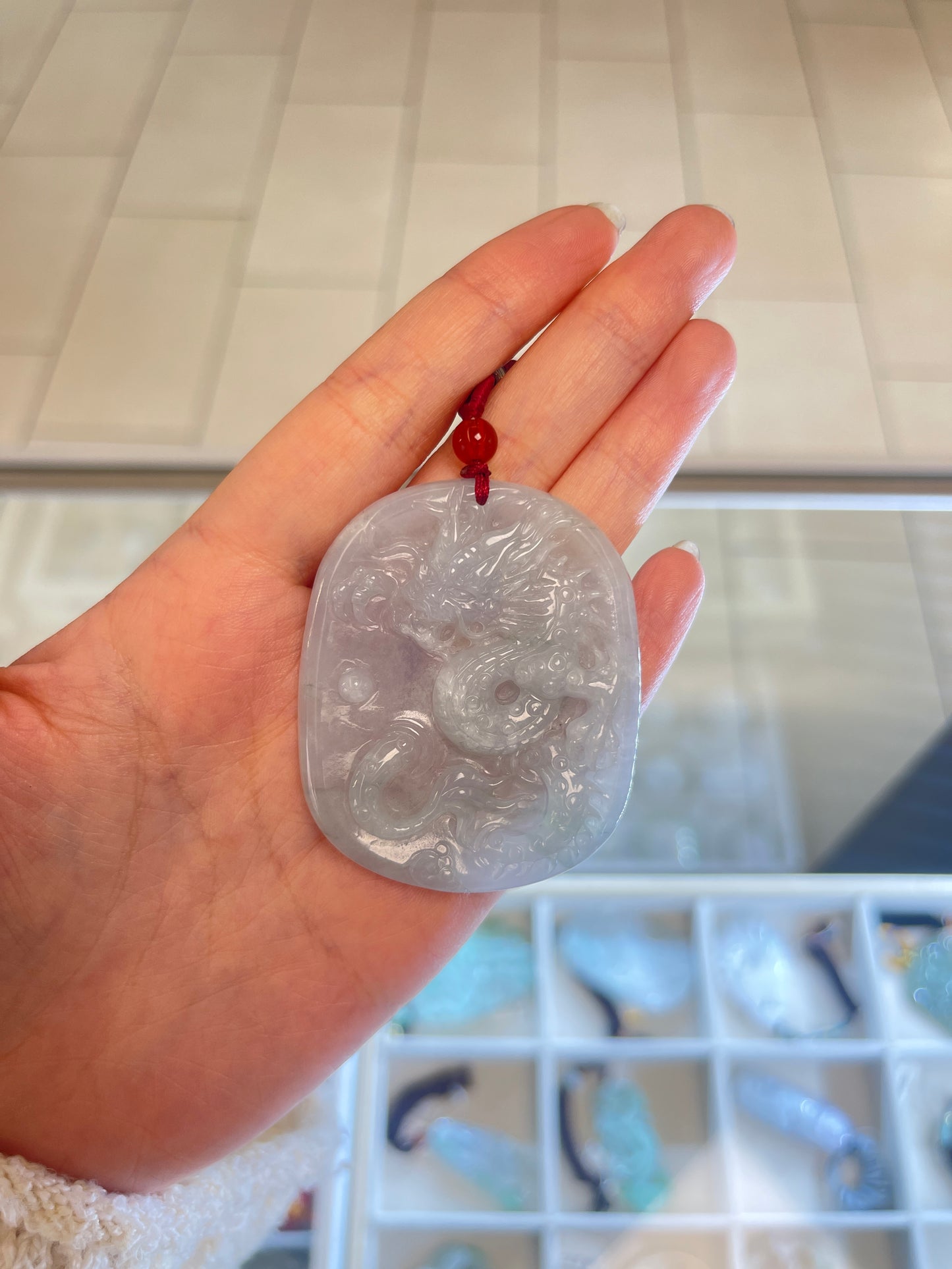 Ice Jadeite Dragon Pendant