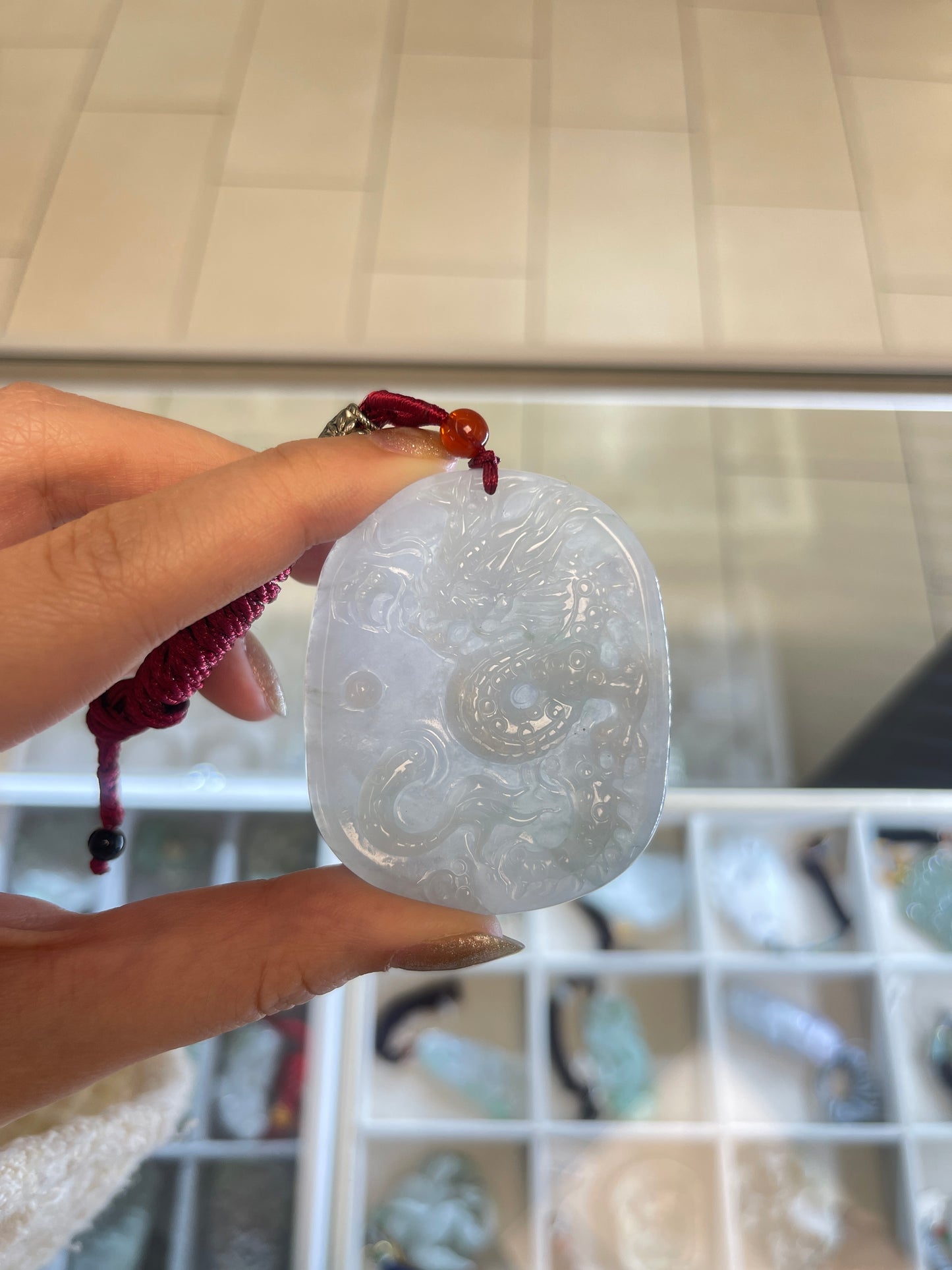Ice Jadeite Dragon Pendant