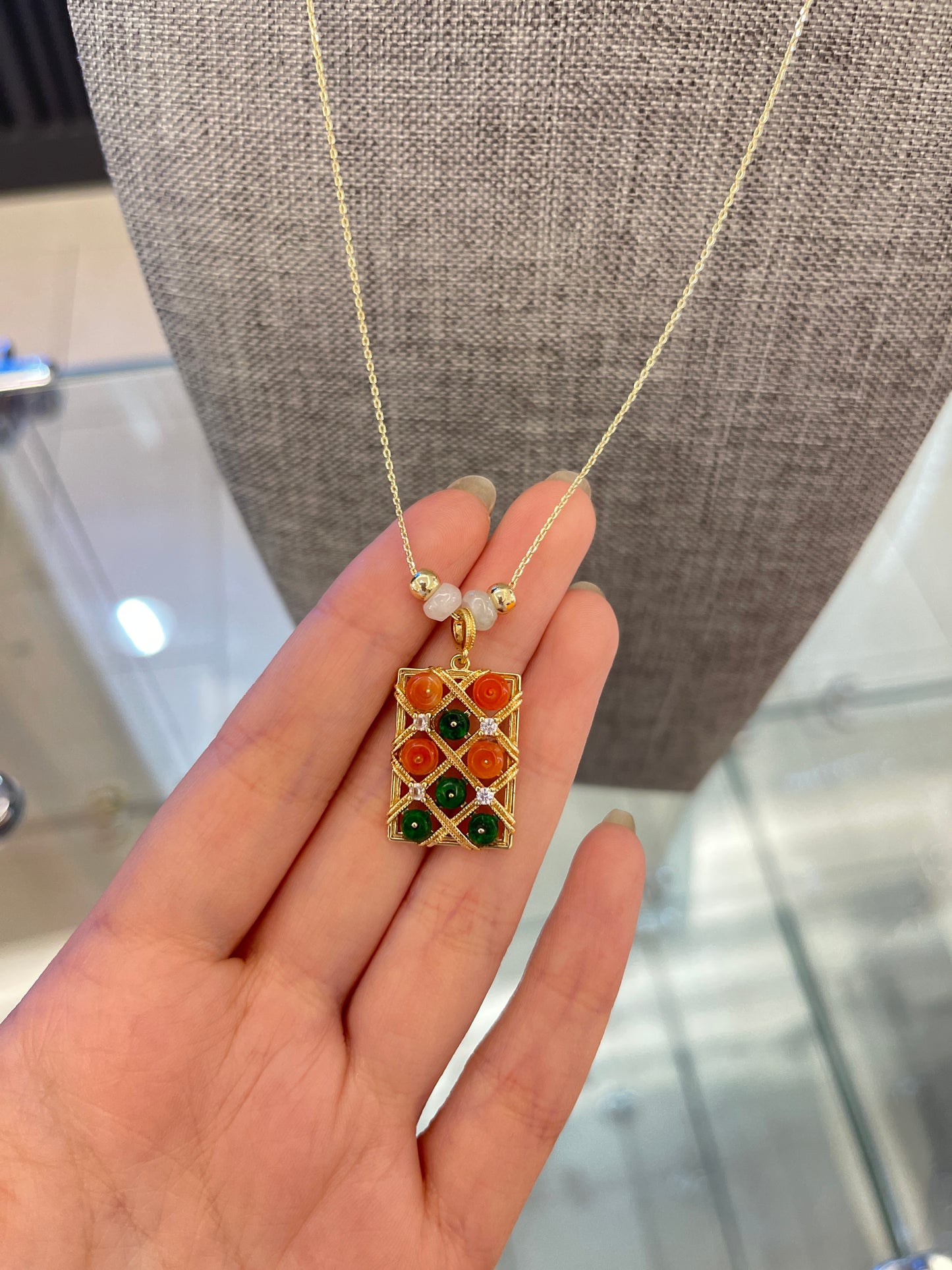 multiple color jadeite necklace