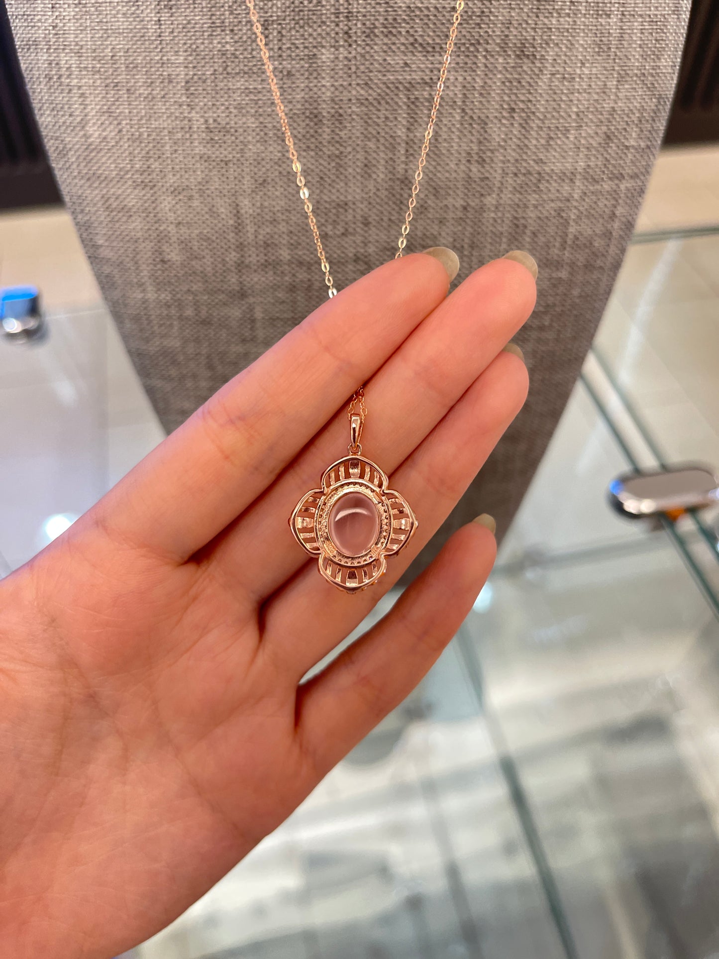 Pink crystal necklace