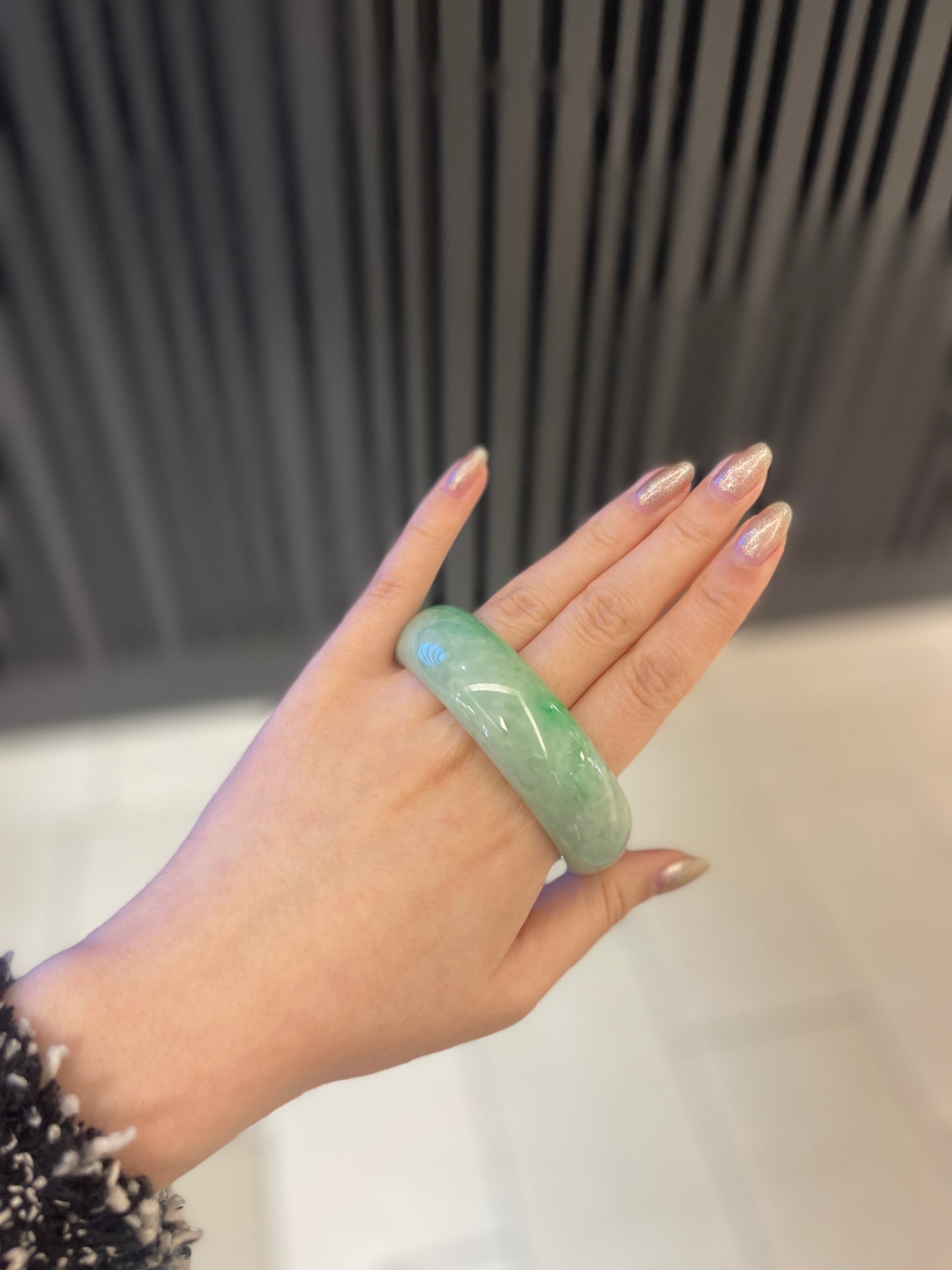 58.1mm Burmese Green Jadeite Bangle