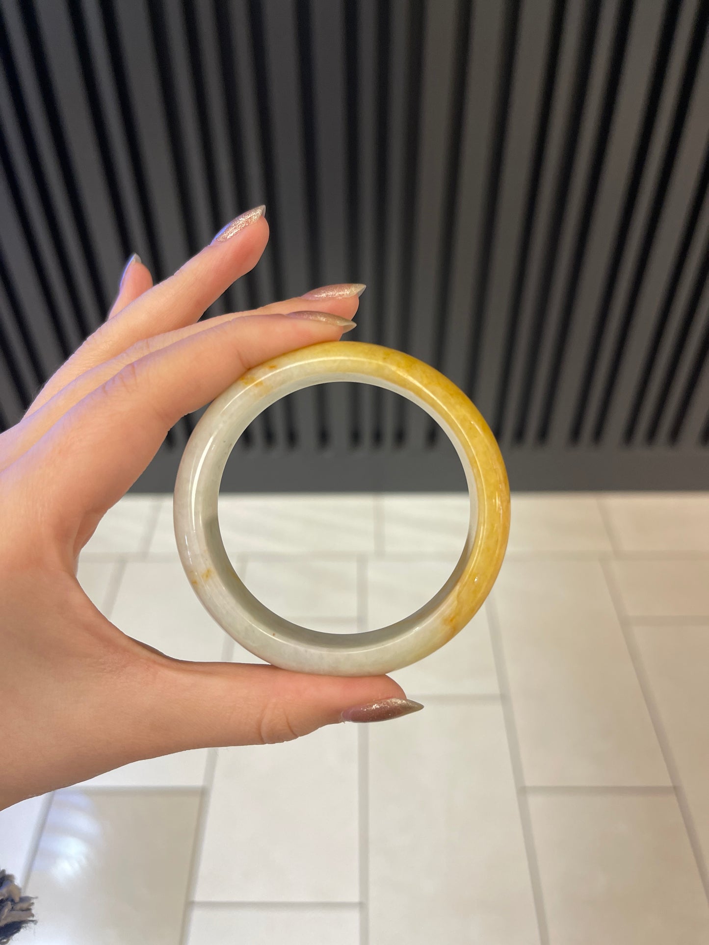 53.9mm Yellow Burmese Jadeite Bangle Grade A
