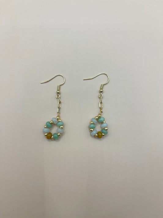 14K multiple color donut jade earrings