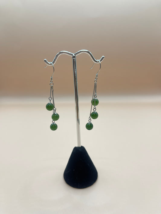 Green jade sterling earrings